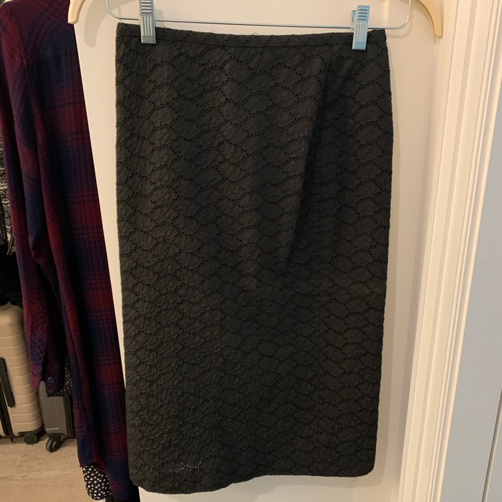Eyelet pencil skirt